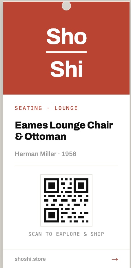 ShoShi product tag with QR code